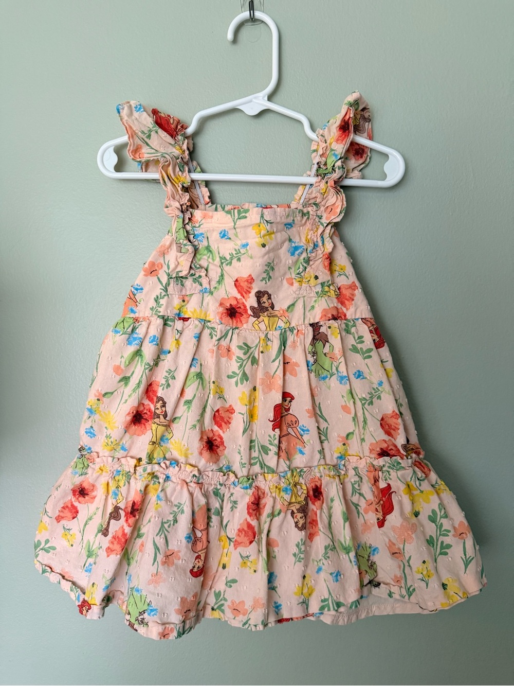 Disney Peach Princess Floral Ruffle Sundress - 3T